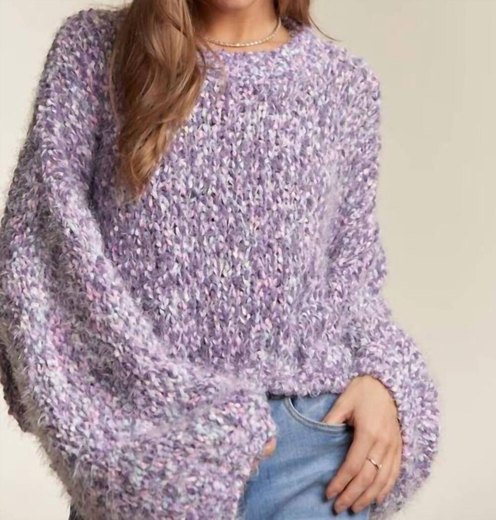 NEW ADORA multi color popcorn textured sweater top in lavender